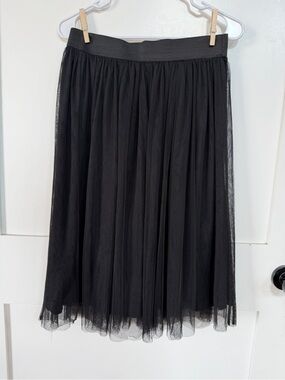 Black Midi Tulle Overlay Skirt L Whimsigoth modest
